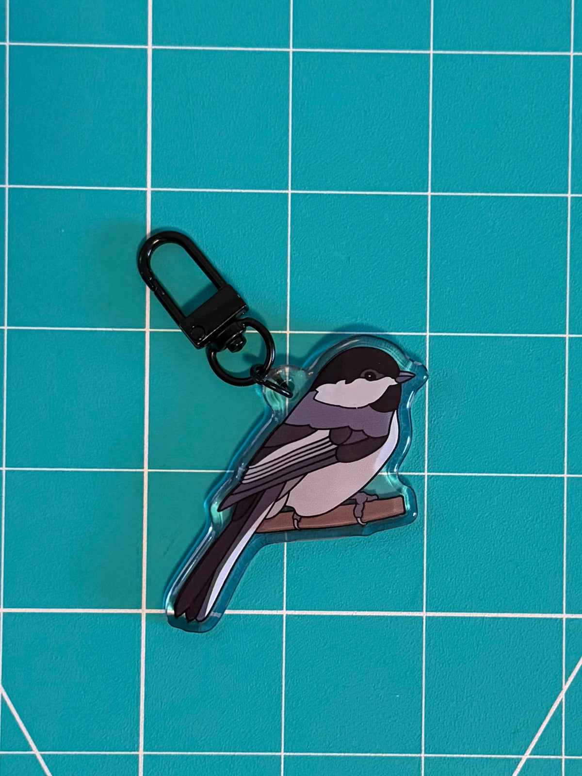 Black-capped Chickadee Keychain - 2" Epoxy Acrylic Bird Charm