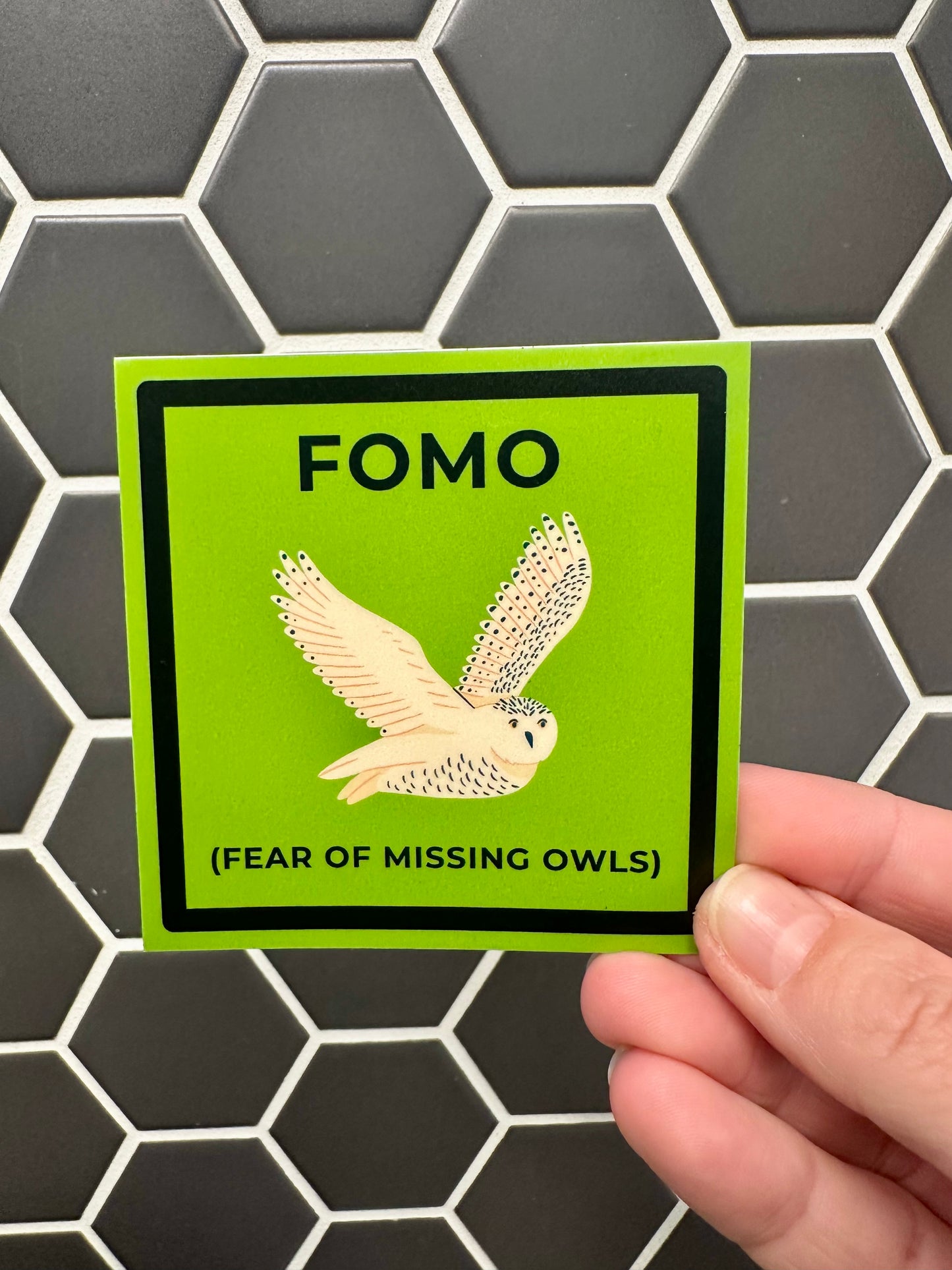 FOMO Sticker | Fear of Missing Owls, Weatherproof Vinyl