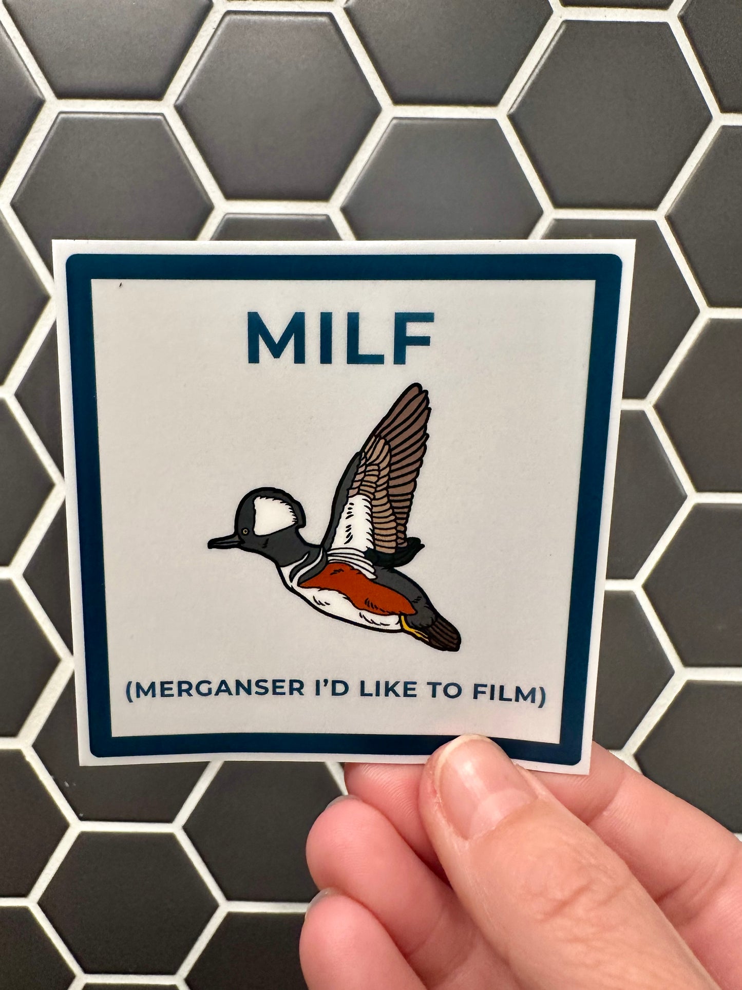MILF Sticker: Merganser I’d Like to Film Laptop Decal