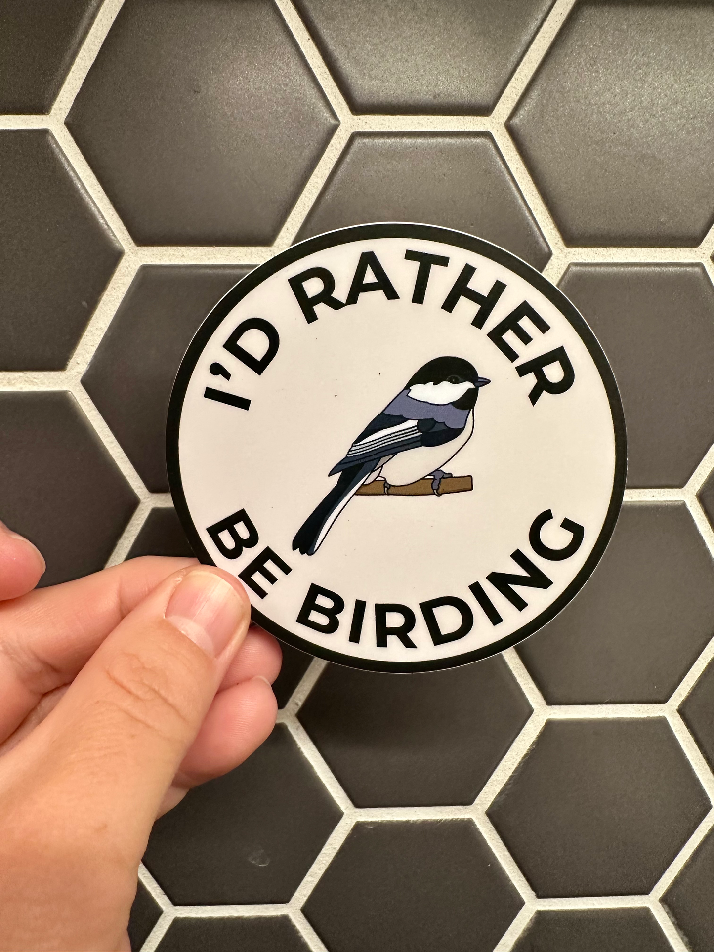 I’d Rather Be Birding Chickadee Sticker image 0