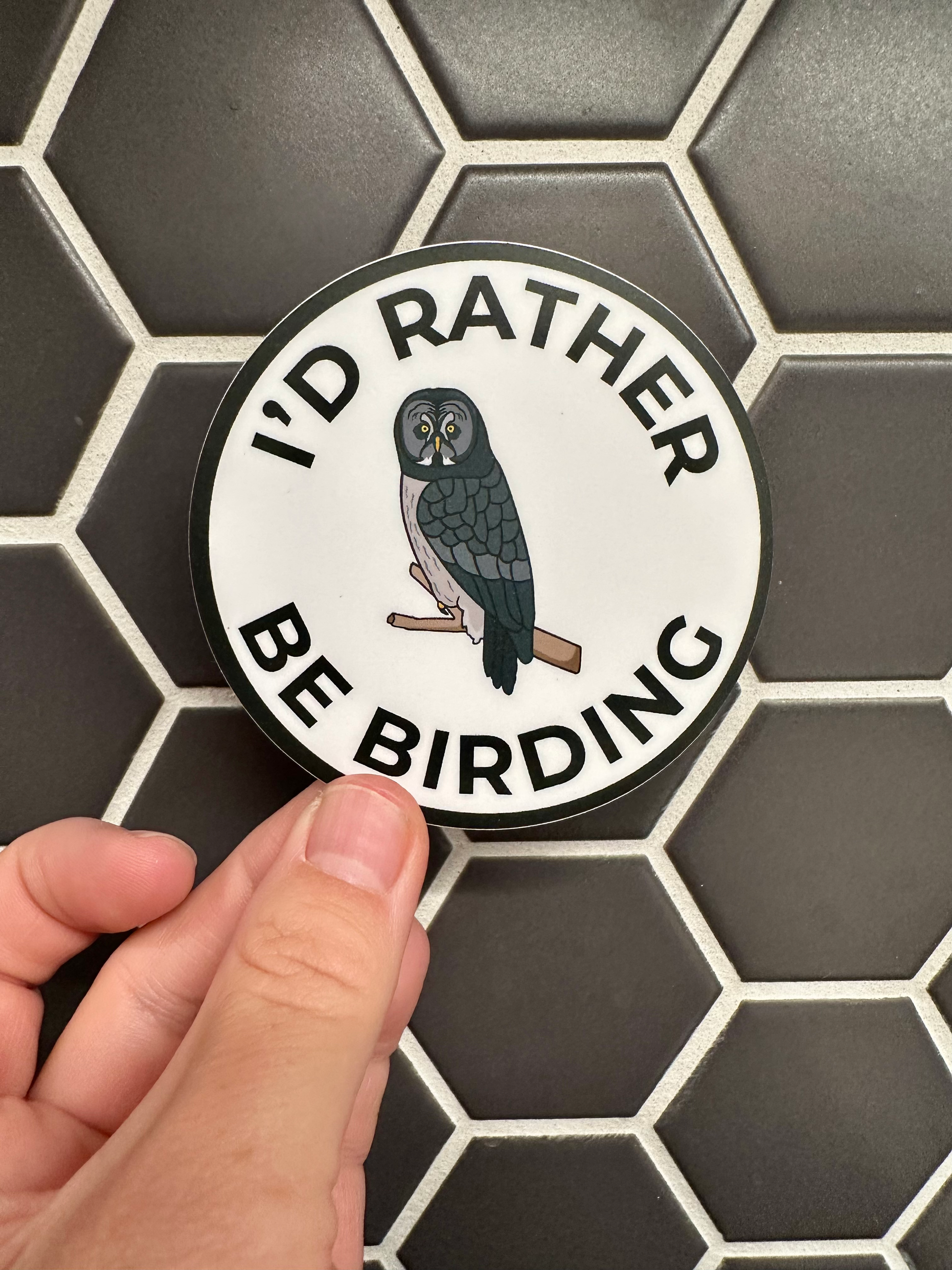 I’d Rather Be Birding Owl Sticker image 0