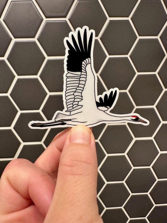 Whooping Crane Sticker: Vinyl Bird Sticker