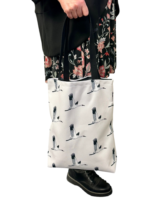 Whooping Crane Tote Bag- All Over Print Canvas Shopping Bag