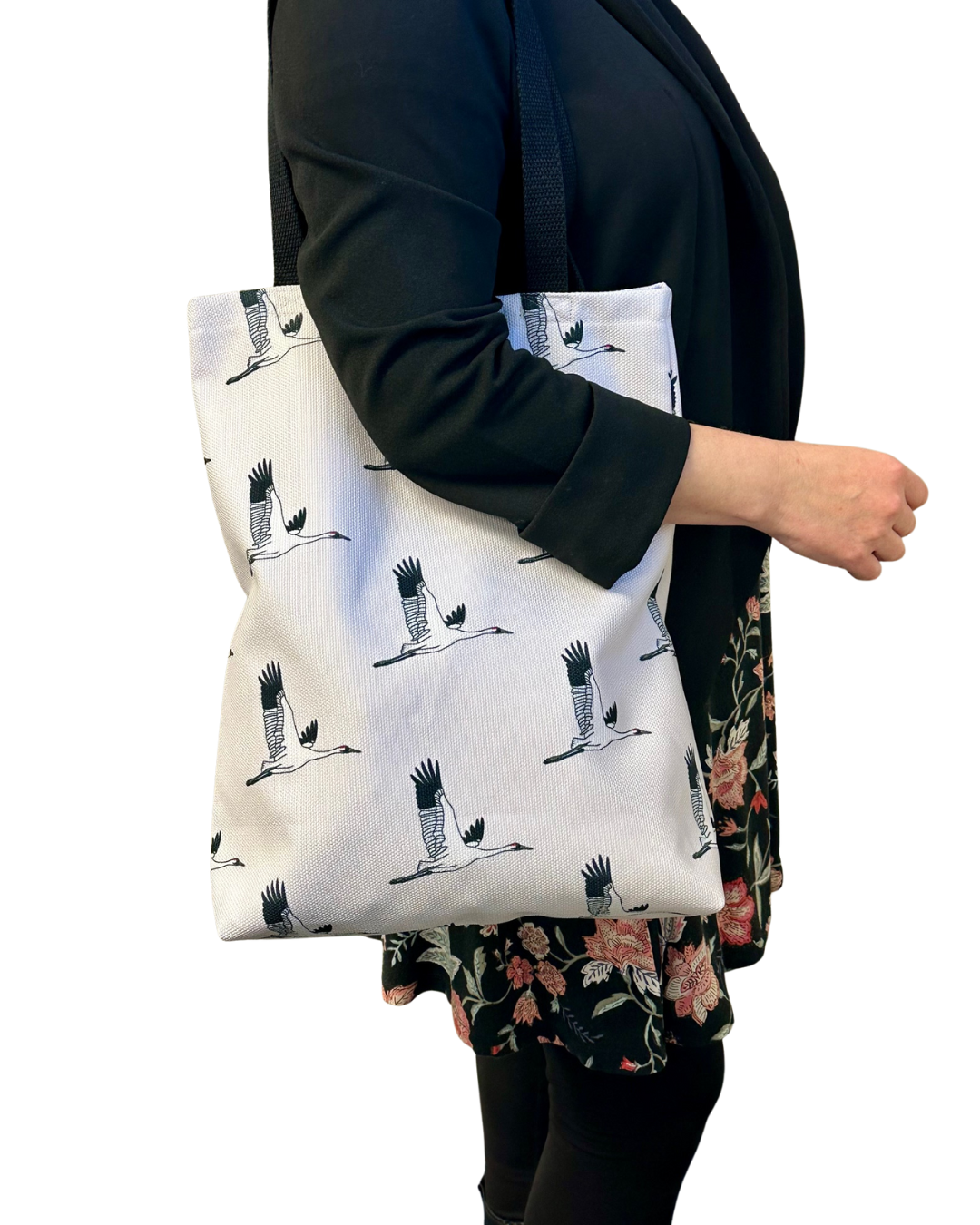 Whooping Crane Tote Bag- All Over Print Canvas Shopping Bag