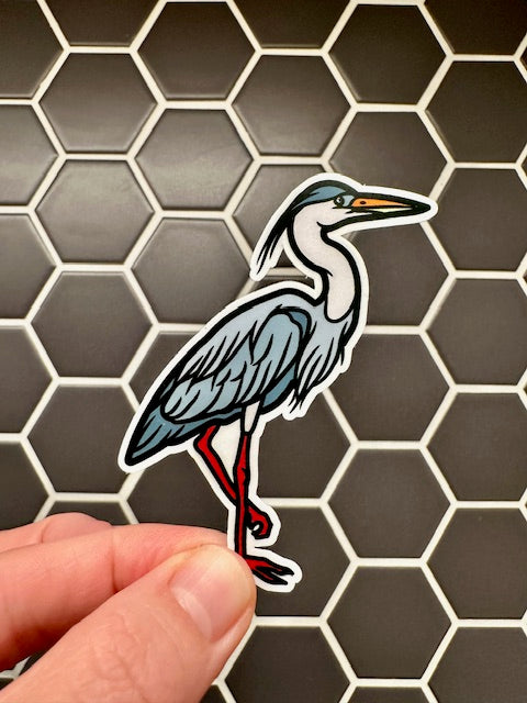 Great Blue Heron Sticker: Vinyl Bird Sticker