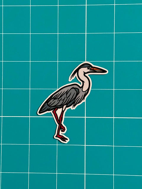 Great Blue Heron Sticker: Vinyl Bird Sticker