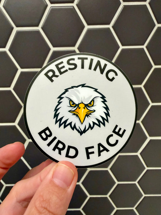 Resting Bird Face Sticker: Bald Eagle Waterproof Vinyl Decal