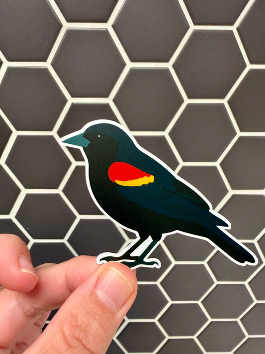 Red-winged Blackbird Sticker: Waterproof Vinyl Decal