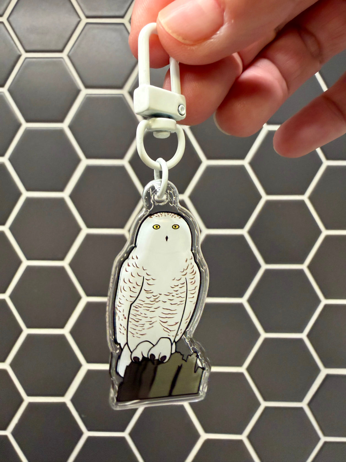 Snowy Owl Keychain - 2" Epoxy Acrylic Bird Charm (Copy)