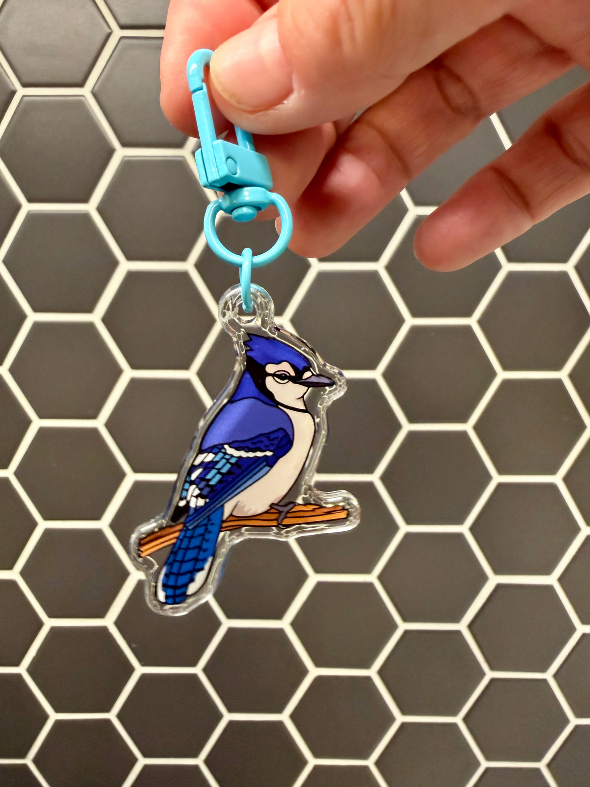 Blue Jay Keychain - 2" Epoxy Acrylic Bird Charm