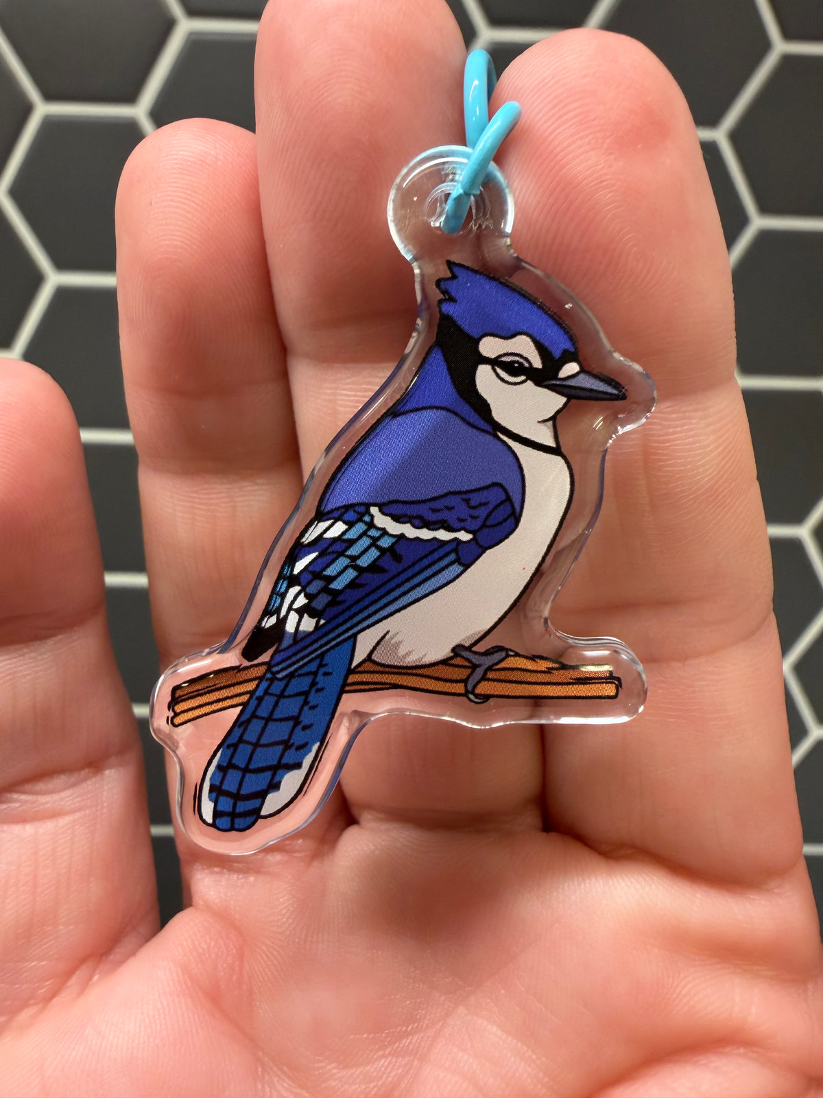 Blue Jay Keychain - 2" Epoxy Acrylic Bird Charm