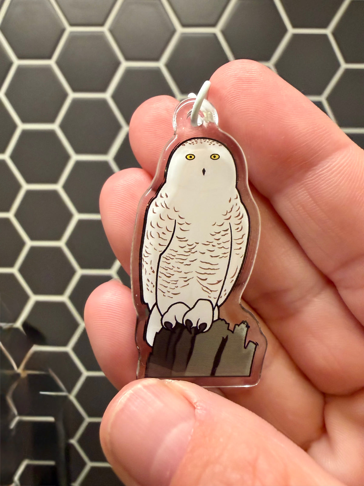 Snowy Owl Keychain - 2" Epoxy Acrylic Bird Charm (Copy)