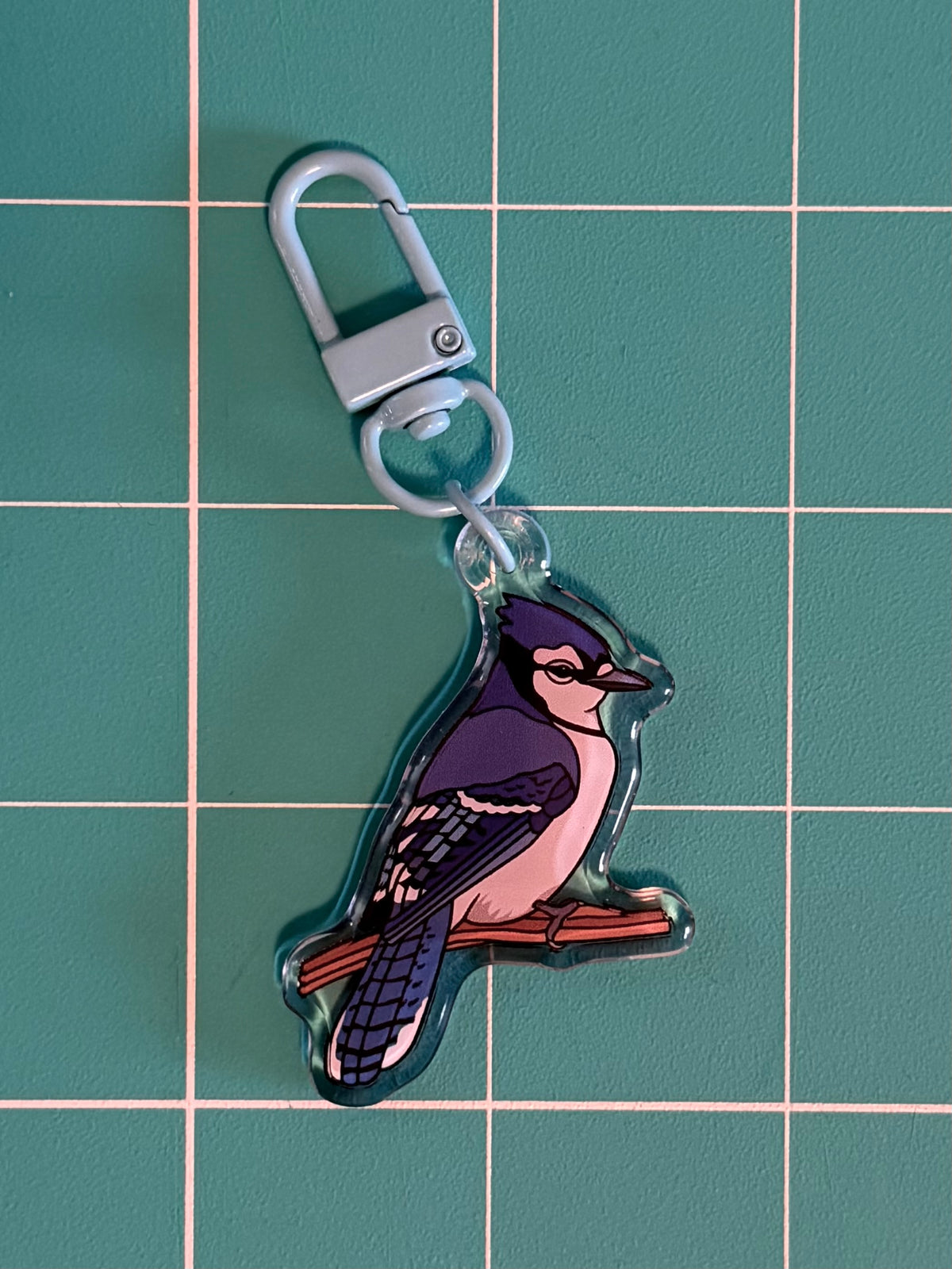 Blue Jay Keychain - 2" Epoxy Acrylic Bird Charm