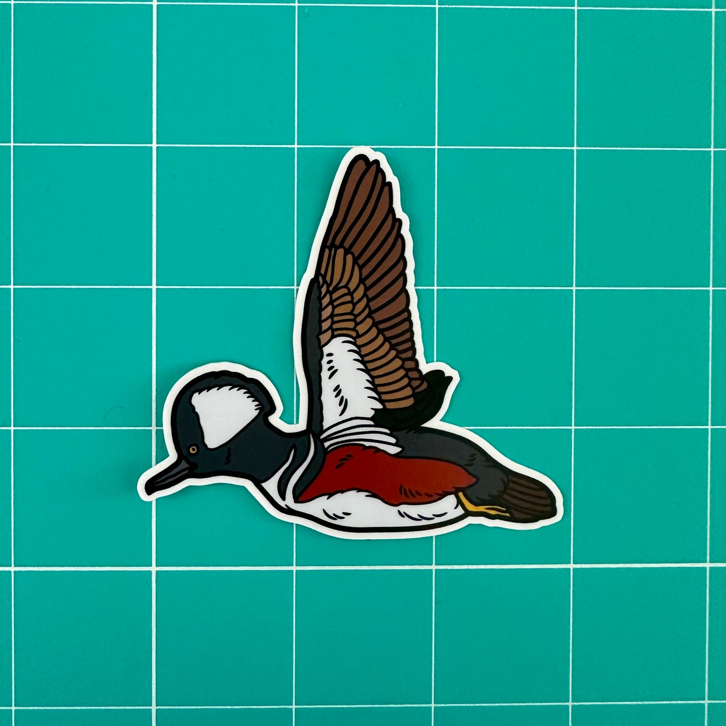 Hooded Merganser Sticker: Vinyl Bird Sticker