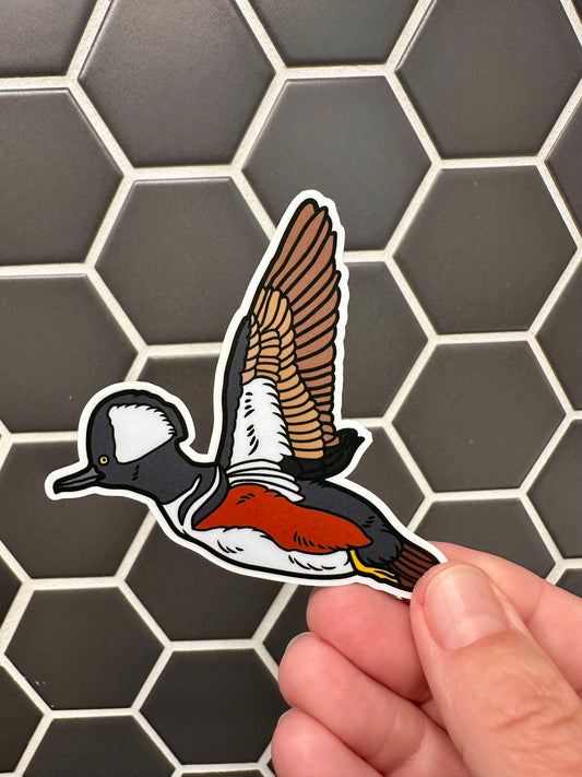 Hooded Merganser Sticker: Vinyl Bird Sticker