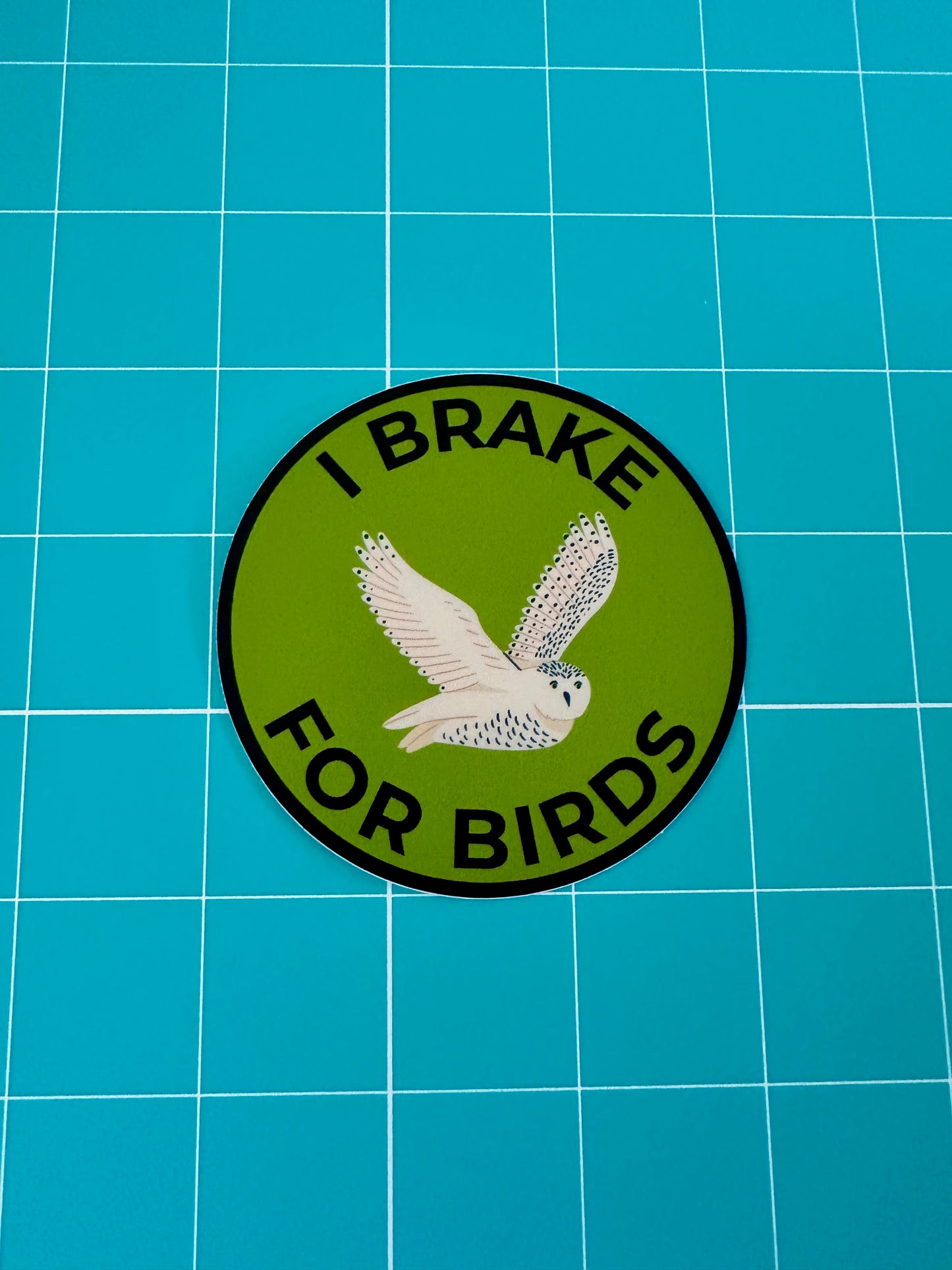 I Brake for Birds Snowy Owl Sticker